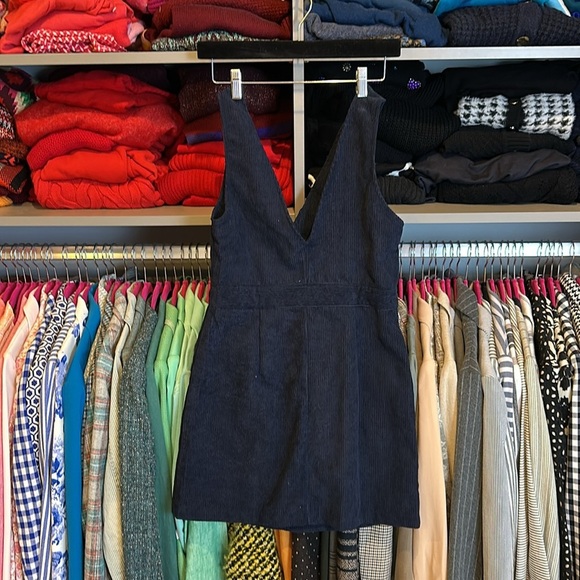 SHEIN navy sleeveless v neck corduroy button front dress size S - Picture 3 of 3
